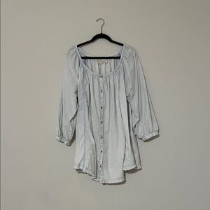 We the Free • Oxford Swing Tunic in White and Blue Stripes Oversized Fit